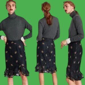 Zara black floral black lace layered skirt M